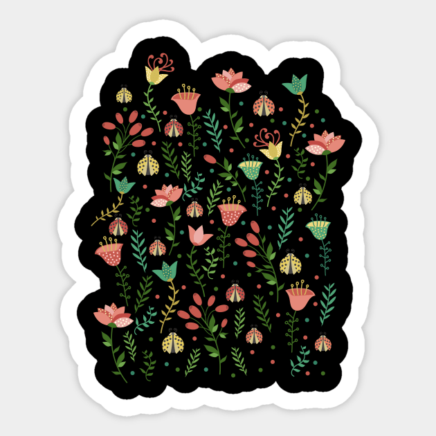 Flowers and ladybugs Sticker by JuliaBadeeva